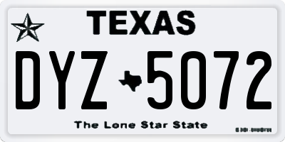 TX license plate DYZ5072