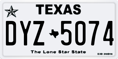 TX license plate DYZ5074