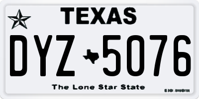 TX license plate DYZ5076