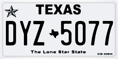 TX license plate DYZ5077