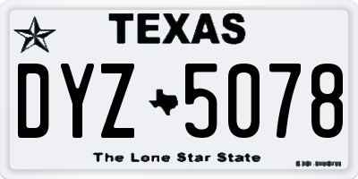 TX license plate DYZ5078
