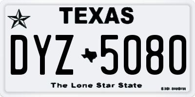 TX license plate DYZ5080