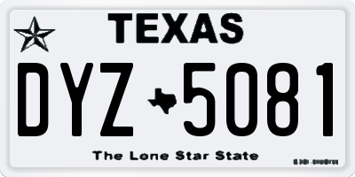 TX license plate DYZ5081