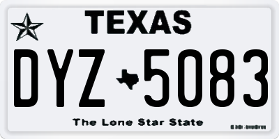 TX license plate DYZ5083