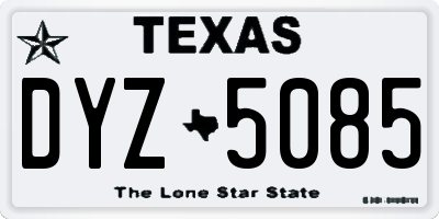 TX license plate DYZ5085