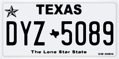 TX license plate DYZ5089