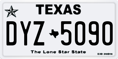 TX license plate DYZ5090