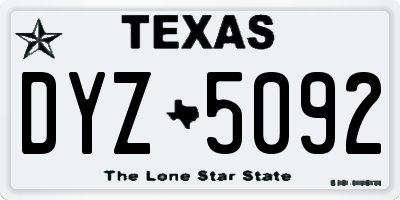 TX license plate DYZ5092