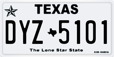 TX license plate DYZ5101