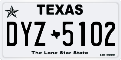 TX license plate DYZ5102