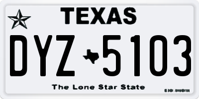 TX license plate DYZ5103