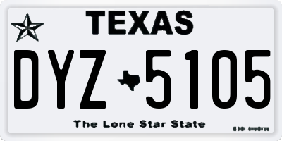 TX license plate DYZ5105