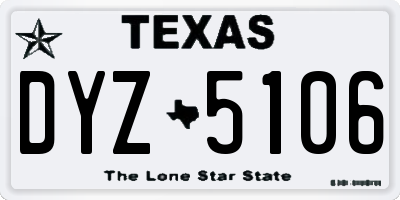 TX license plate DYZ5106