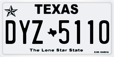 TX license plate DYZ5110