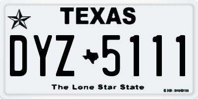 TX license plate DYZ5111