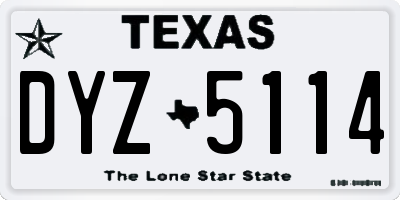 TX license plate DYZ5114