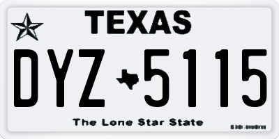 TX license plate DYZ5115
