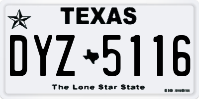 TX license plate DYZ5116