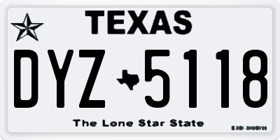 TX license plate DYZ5118