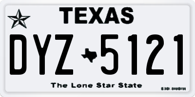 TX license plate DYZ5121