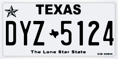 TX license plate DYZ5124