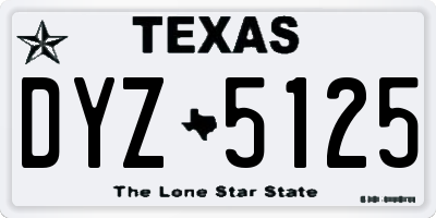 TX license plate DYZ5125