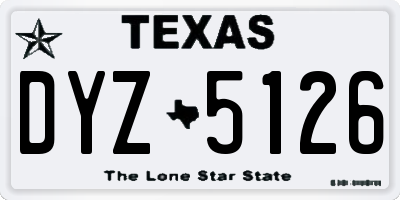 TX license plate DYZ5126