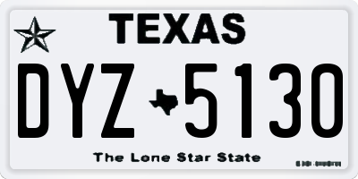 TX license plate DYZ5130