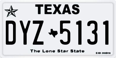 TX license plate DYZ5131