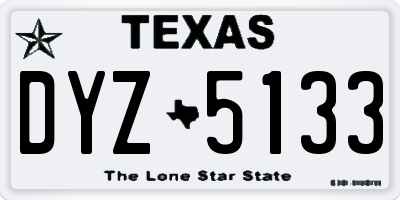 TX license plate DYZ5133