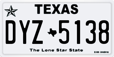 TX license plate DYZ5138