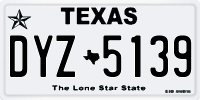 TX license plate DYZ5139