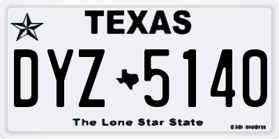 TX license plate DYZ5140