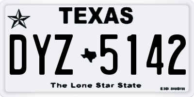 TX license plate DYZ5142