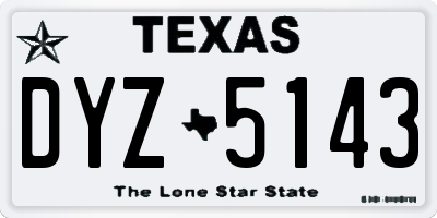 TX license plate DYZ5143