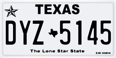 TX license plate DYZ5145