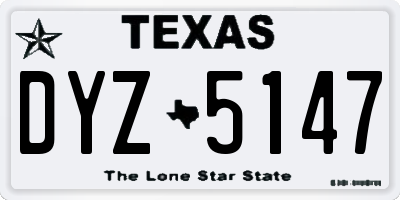TX license plate DYZ5147