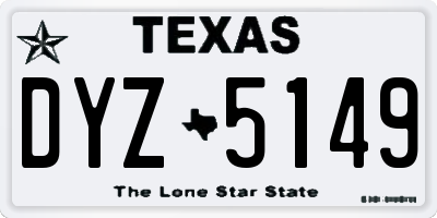 TX license plate DYZ5149