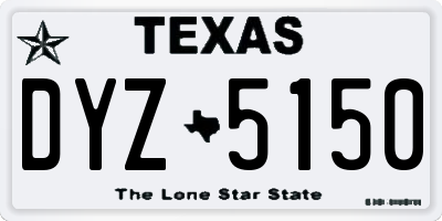 TX license plate DYZ5150