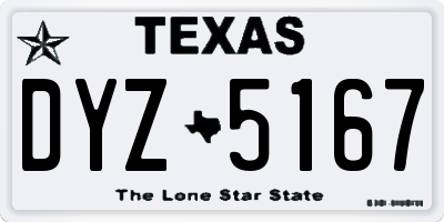 TX license plate DYZ5167