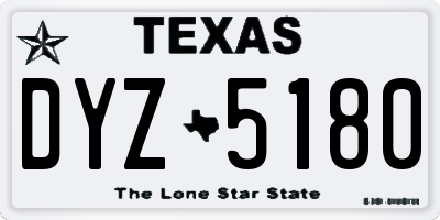 TX license plate DYZ5180