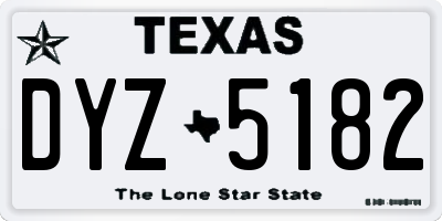 TX license plate DYZ5182