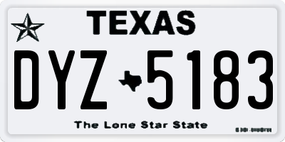 TX license plate DYZ5183