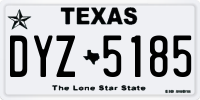 TX license plate DYZ5185