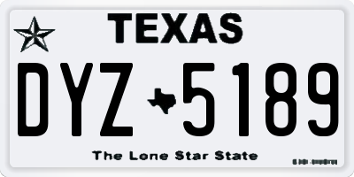 TX license plate DYZ5189