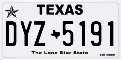 TX license plate DYZ5191