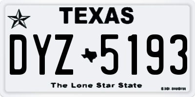 TX license plate DYZ5193