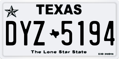 TX license plate DYZ5194