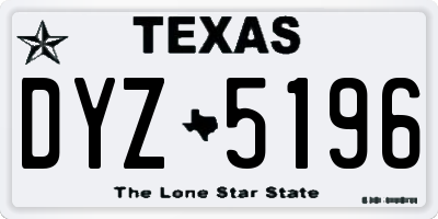 TX license plate DYZ5196