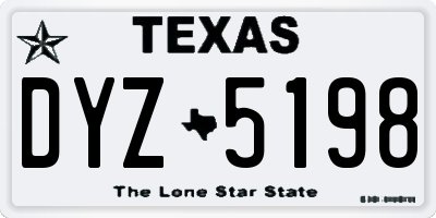 TX license plate DYZ5198